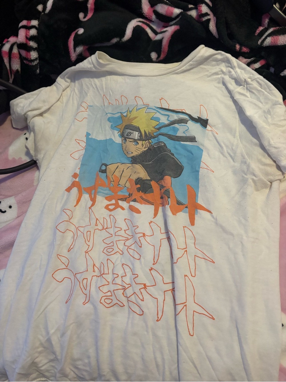 White Naruto Graphic Short Sleeve Tee
